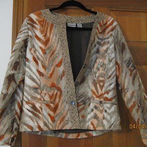 Chico's Lined Jacket Grey/Brown/Orange-Size 0